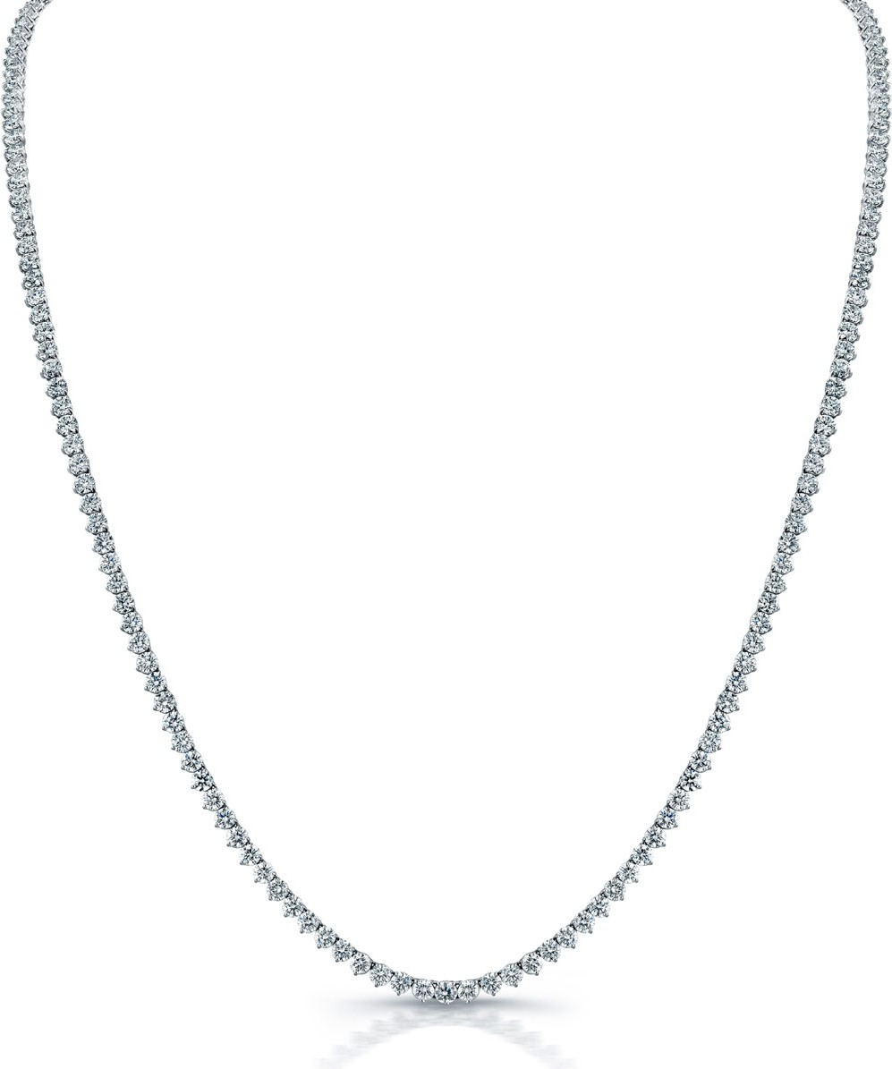 Norman Silverman Classic Opera 18k White Gold Diamond Tennis Necklace, 32"L