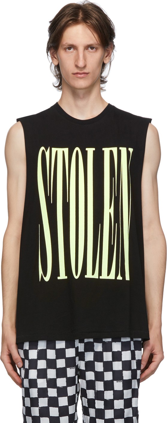 Stolen Girlfriends Club Black Onyx Barcode Razor Sleeveless T-Shirt