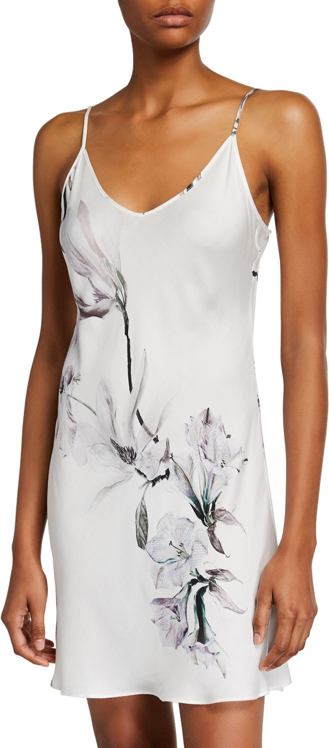 Christine Lingerie Serenity Floral-Print Silk Chemise