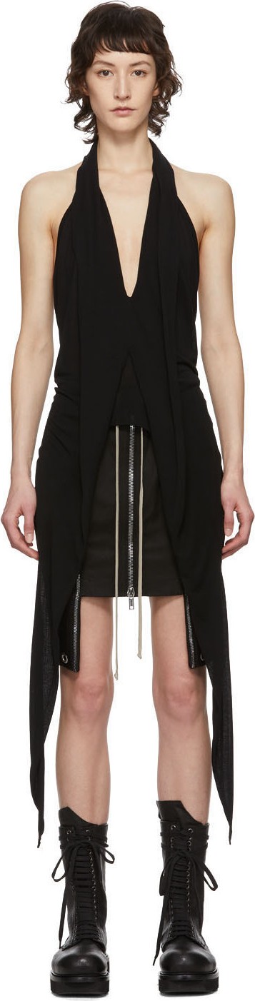 Rick Owens Black Wishbone Halter Tank Top