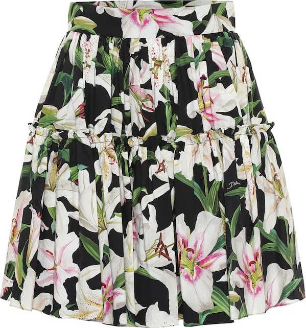 Dolce & Gabbana Floral cotton-poplin miniskirt