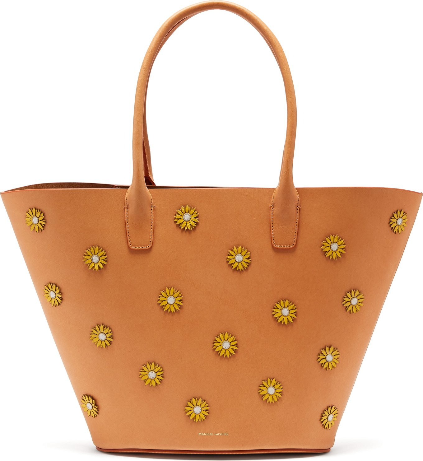Mansur Gavriel Sunflower-embellished leather tote bag