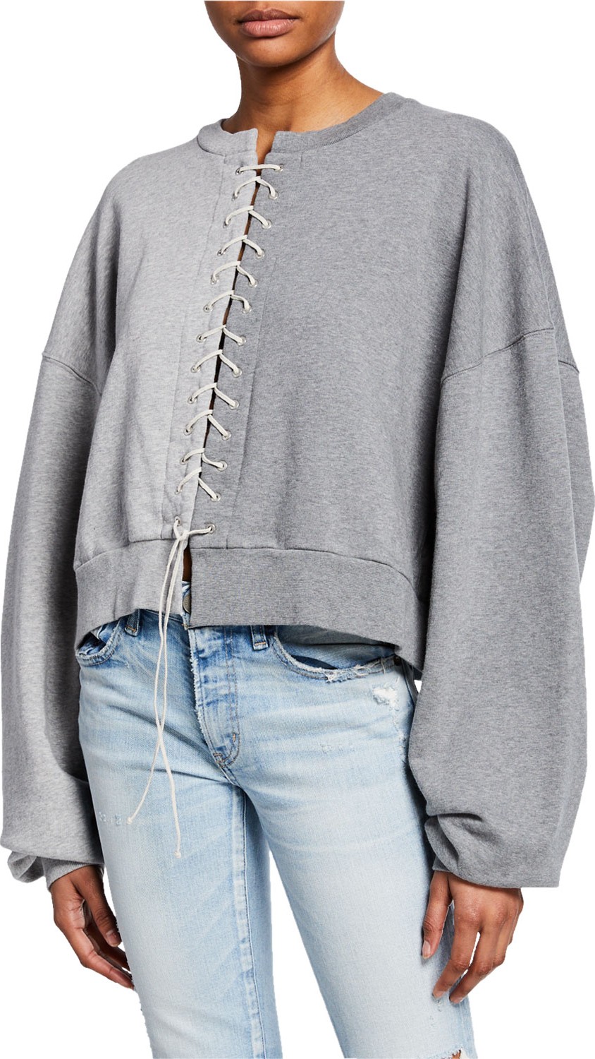 Unravel Two-Tone Lace-Up Sweatshirt