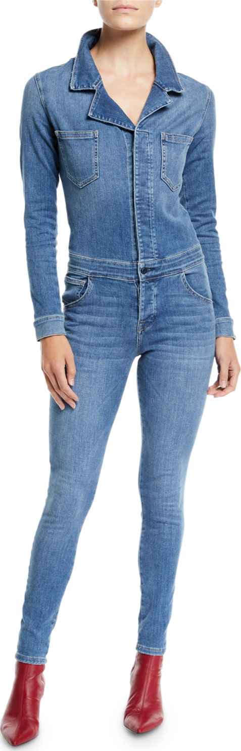 Etienne Marcel Stretch Denim Button-Front Jumpsuit