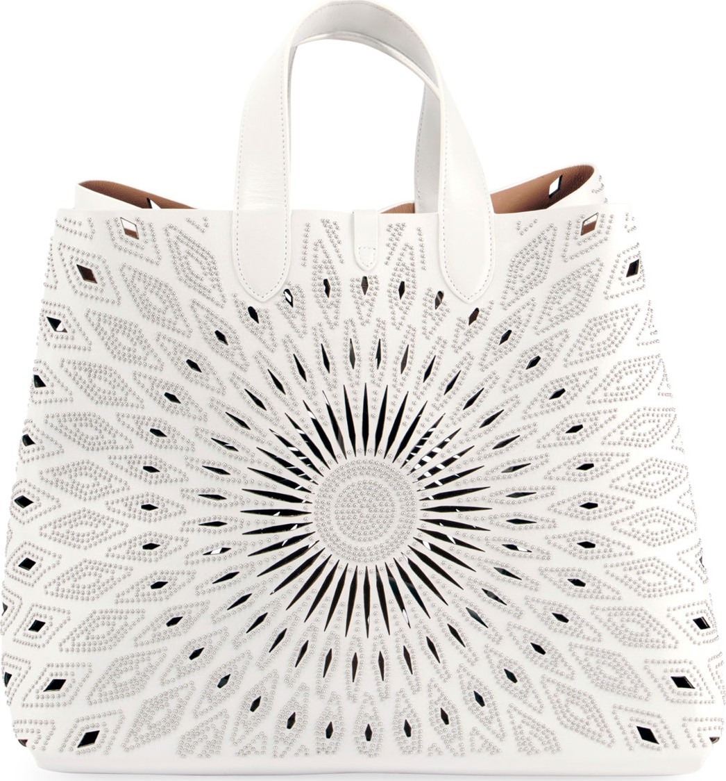 Alaïa Frida Large Ray-Studded Leather Tote Bag