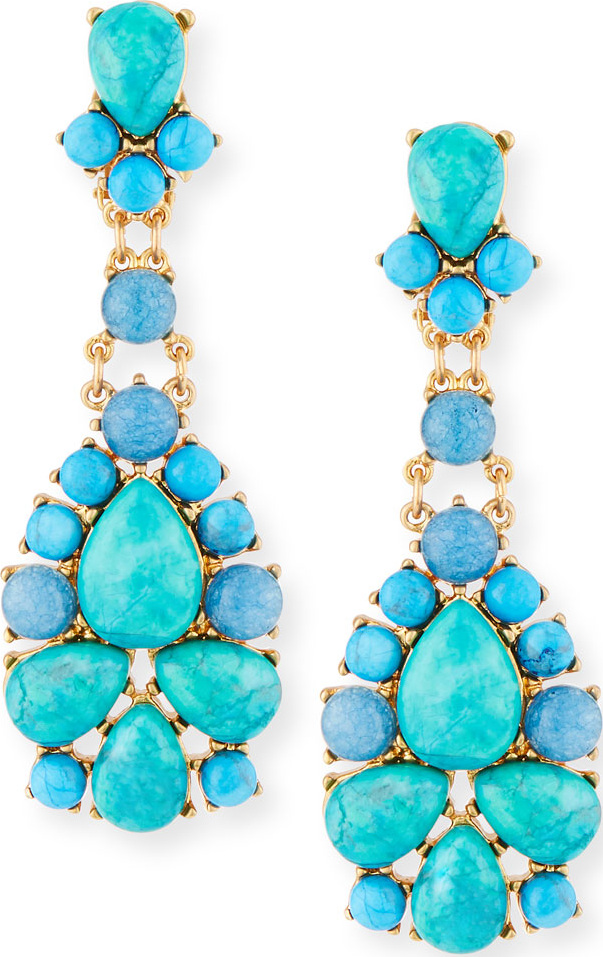 Sequin Turquoise & Agate Statement Earrings