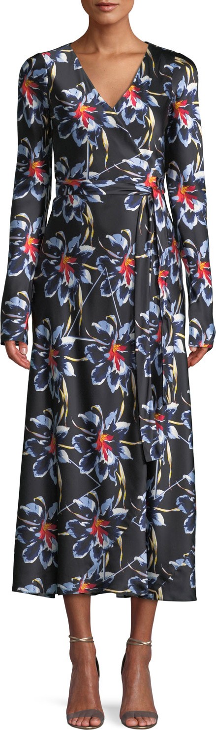 DIANE von FURSTENBERG Tilly Long-Sleeve Floral Silk Wrap Dress
