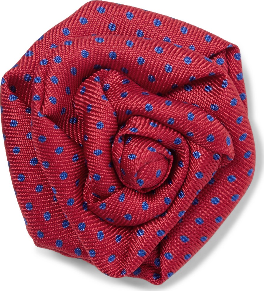 Charvet Polka-Dot Silk-Faille Lapel Pin