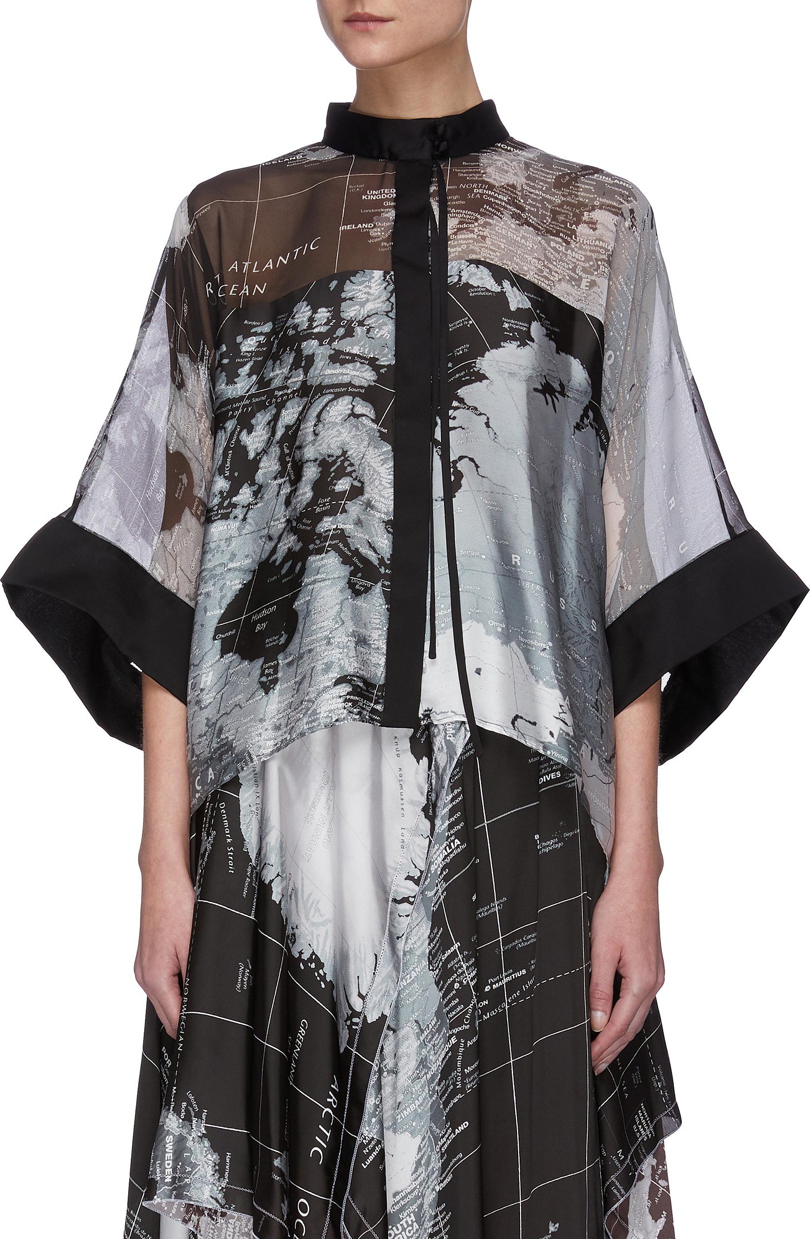 Sacai World map kimono top