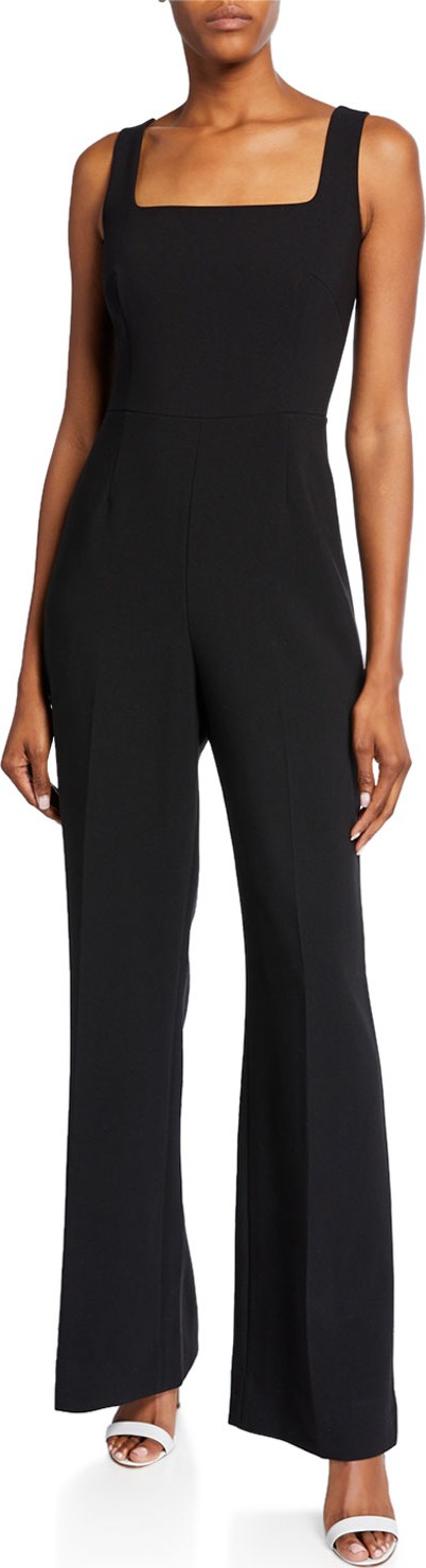 KOBI HALPERIN Helena Square-Neck Sleeveless Crepe Jumpsuit