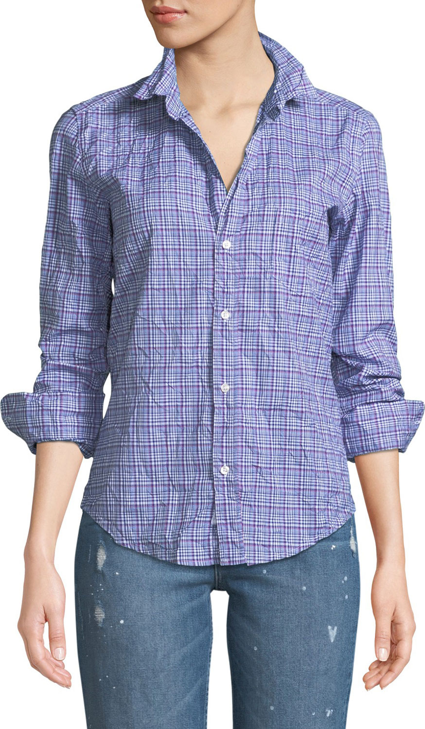 Frank & Eileen Barry Long-Sleeve Button-Front Plaid Top