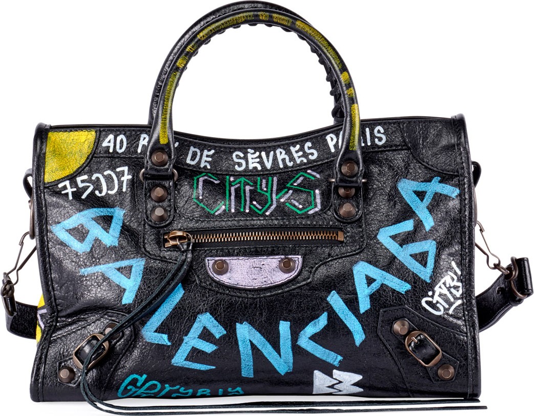 Balenciaga Classic City AJ Small Graffiti Satchel Bag