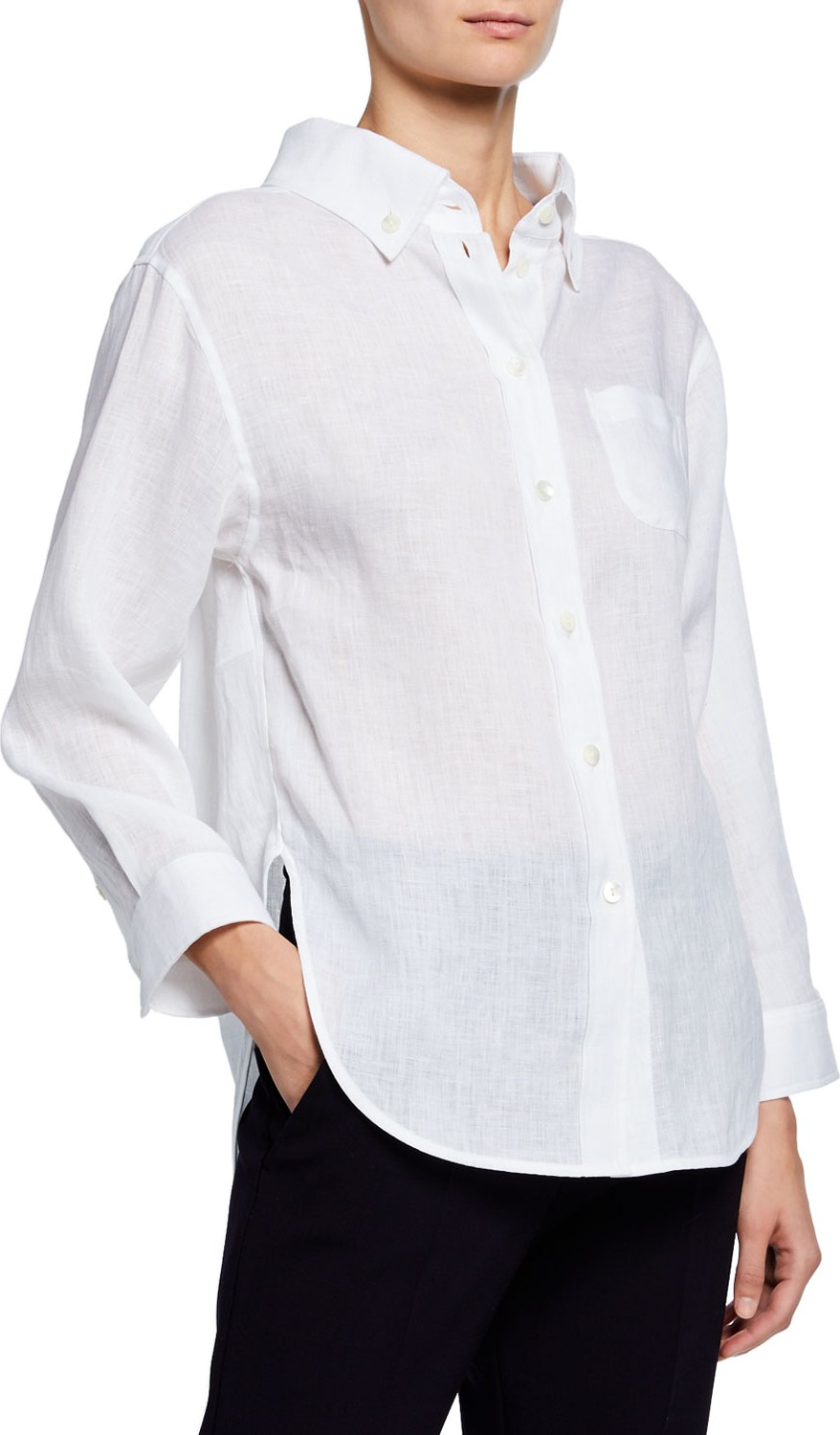 Emporio Armani High-Low Linen Front Shirt