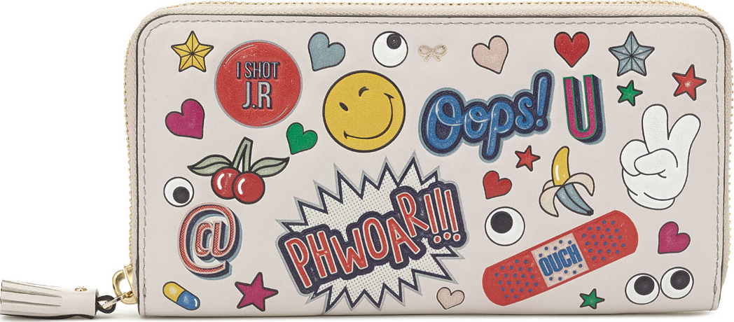 Anya Hindmarch All Over Wink Sticker Large Zip-Around Wallet, Multi