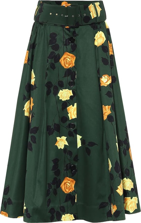 MSGM Floral cotton midi skirt