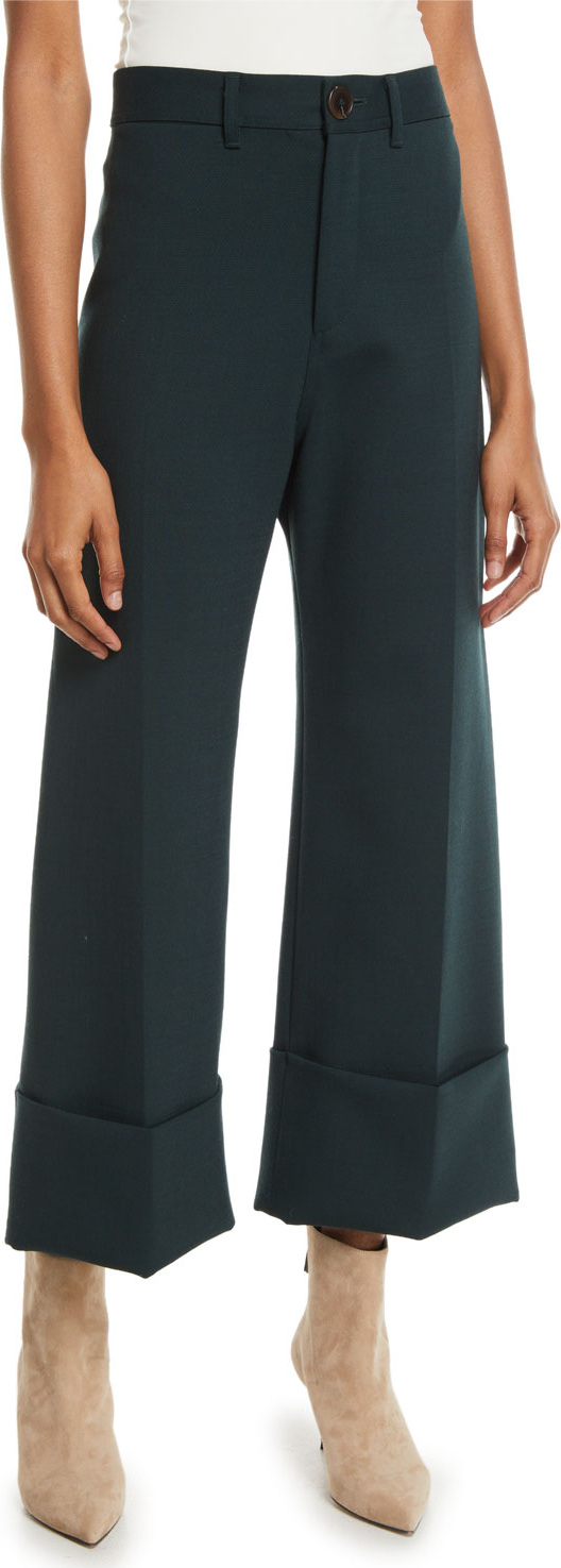 SEA Wool Traditional Classic Cuffed Wool-Blend Pants