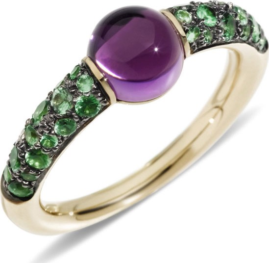 Pomellato 18k M'ama Non M'ama Ring w/ Amethyst & Tsavorite, Size 51
