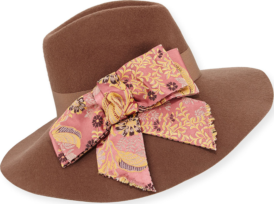 Etro Wool Hat w/ Paisley Bow