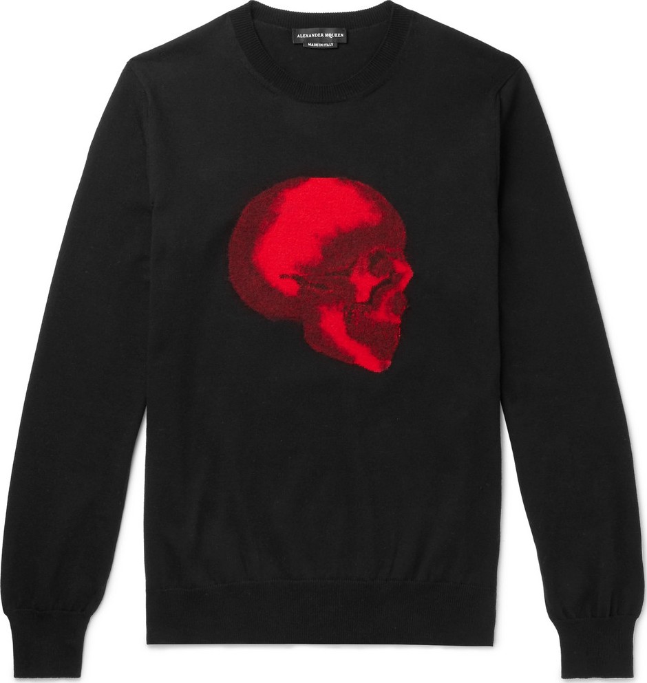 Alexander McQueen Slim-Fit Skull-Intarsia Cotton Sweater