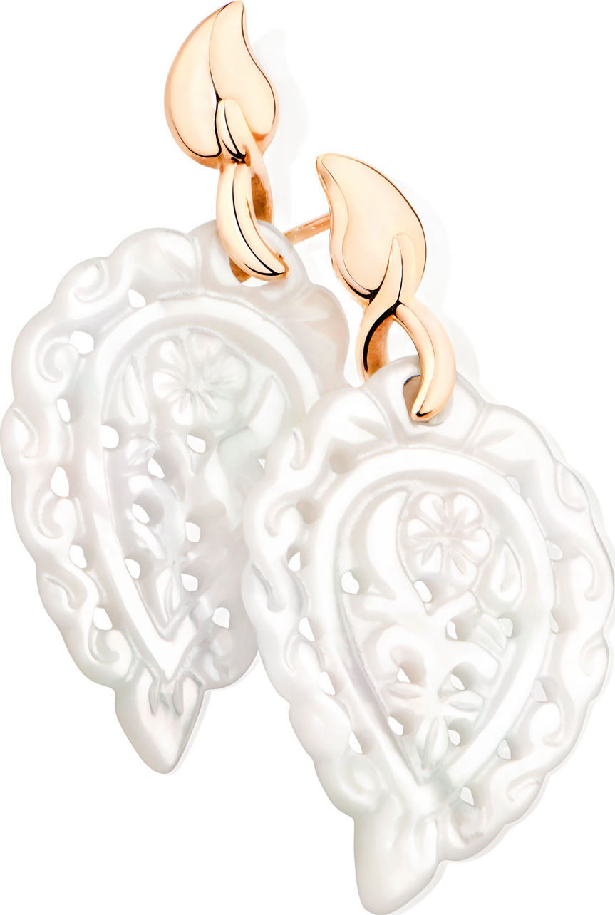 Tamara Comolli India 18k Rose Gold Mother-of-Pearl Leaf Earrings