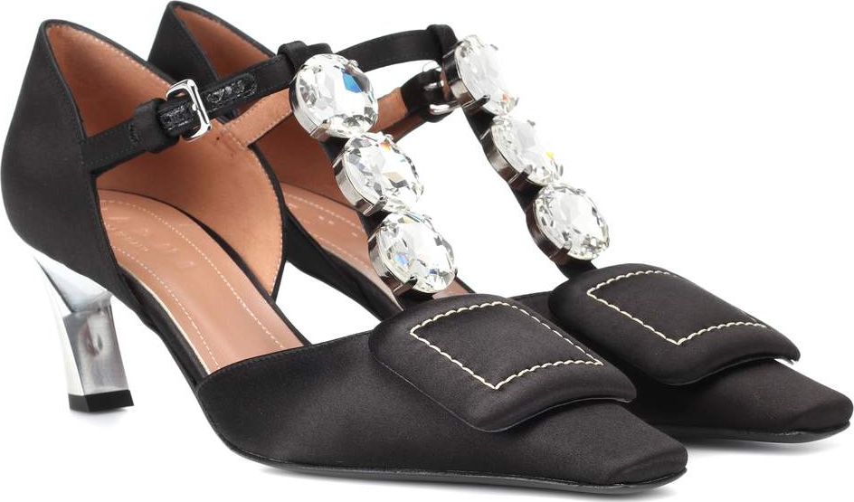 Marni Crystal-embellished satin pumps