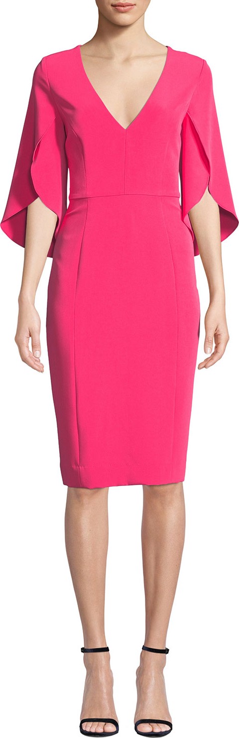 MILLY Jana Butterfly-Sleeve Cady Sheath Dress