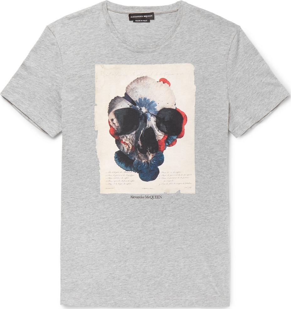 Alexander McQueen Slim-Fit Printed Mélange Cotton-Jersey T-Shirt