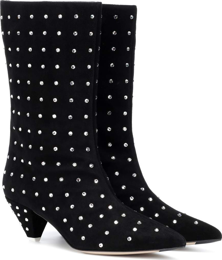 Attico Sofia embellished suede ankle boots