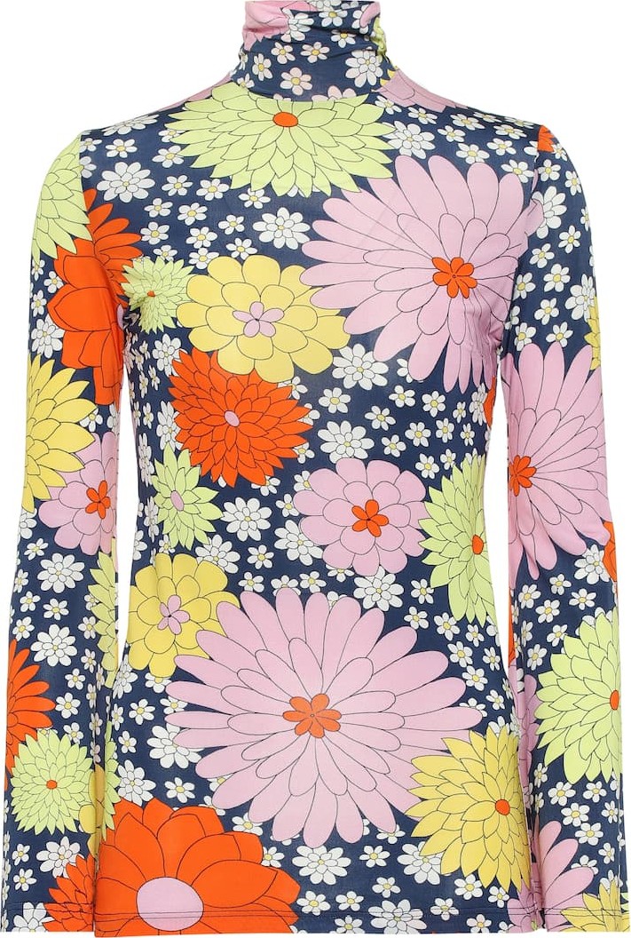 DODO BAR OR Floral jersey turtleneck top