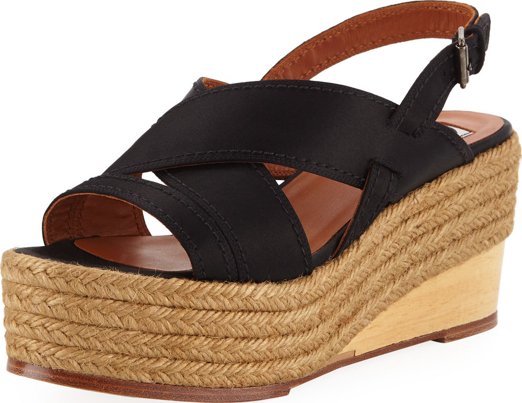 Lanvin Satin Espadrille Wedge Sandals