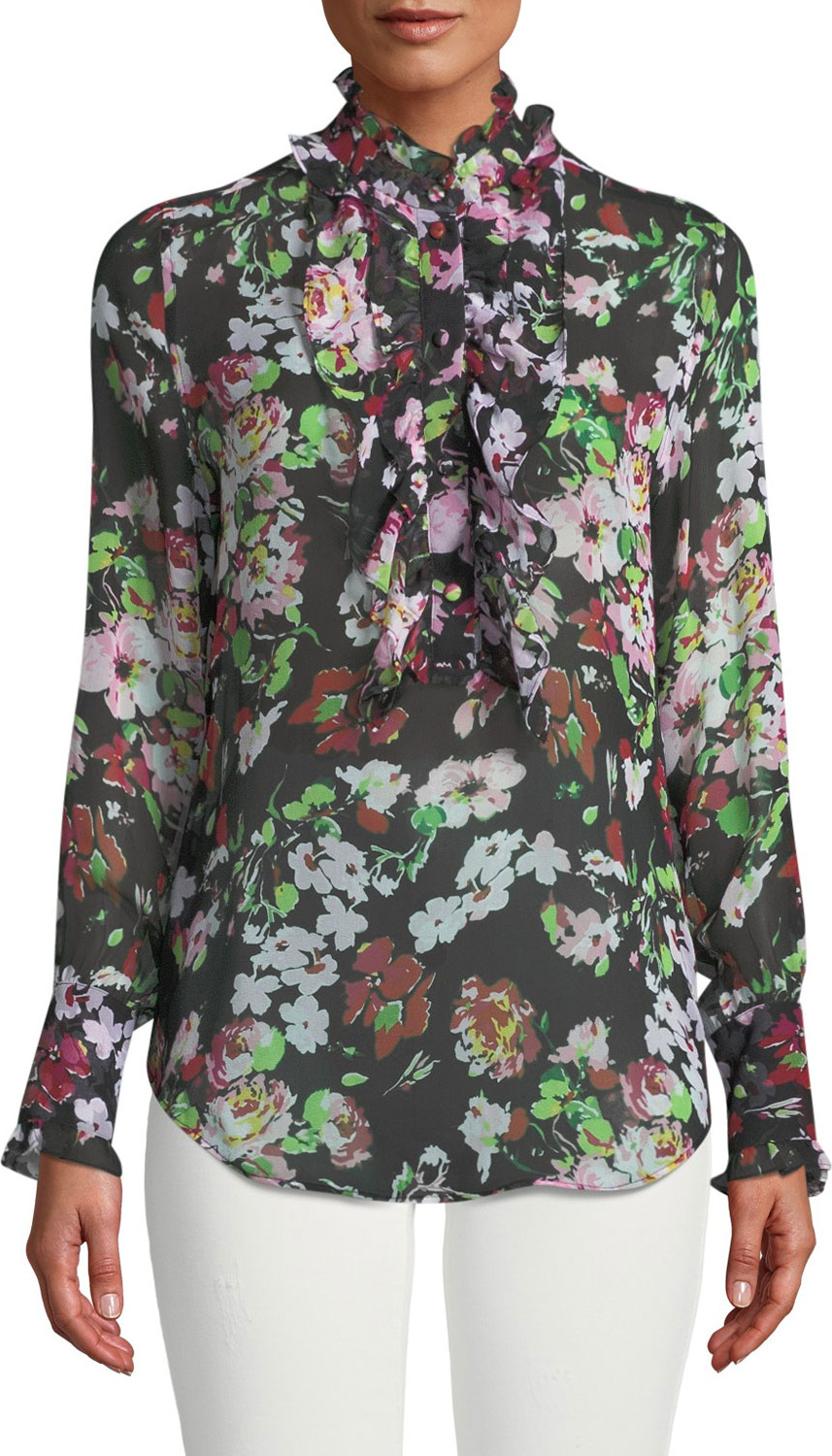 Equipment Samine Floral Symphony Georgette Blouse