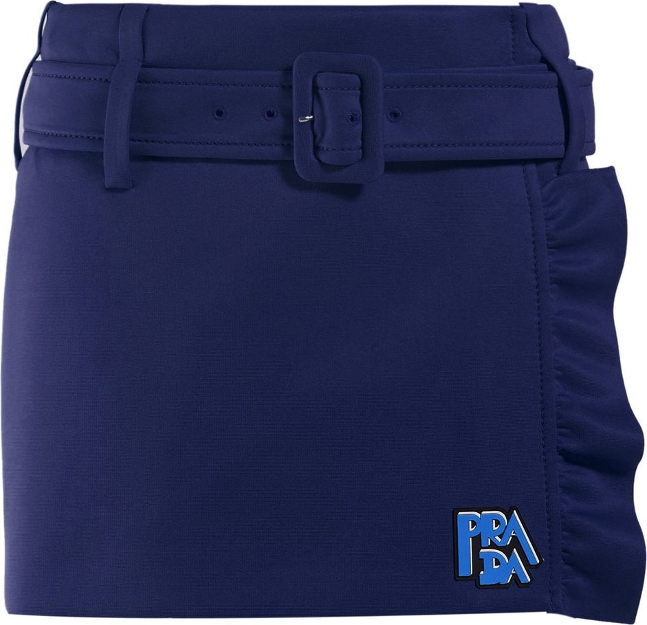 Prada Belted ruffle-trimmed mini skirt