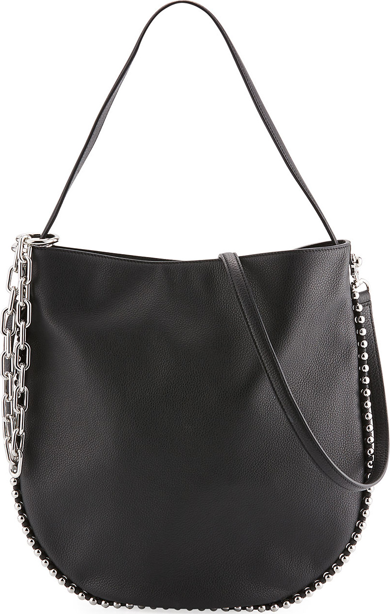 Alexander Wang Roxy Pebbled Stud Hobo Bag, Black