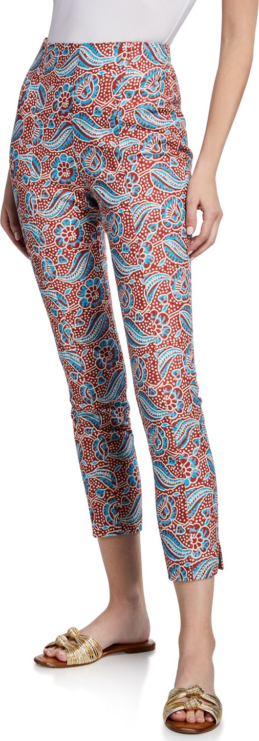 Veronica Beard Honolulu Printed Cropped Skinny Pants