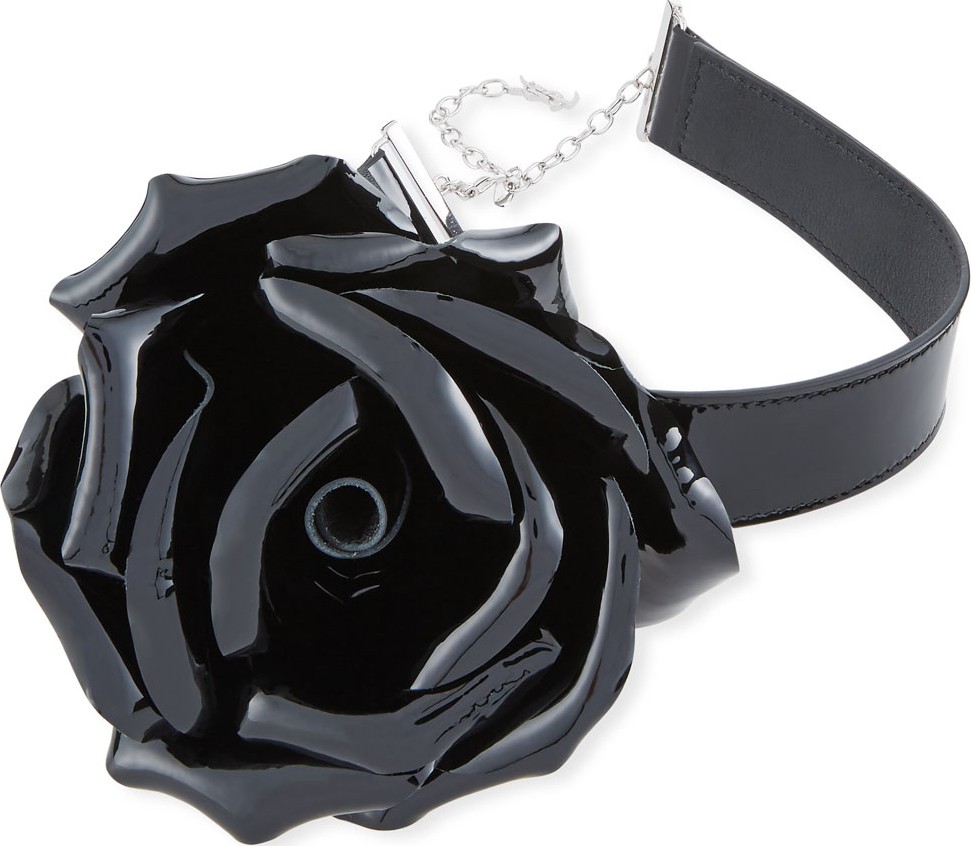 Saint Laurent Patent Leather Rose Choker Necklace