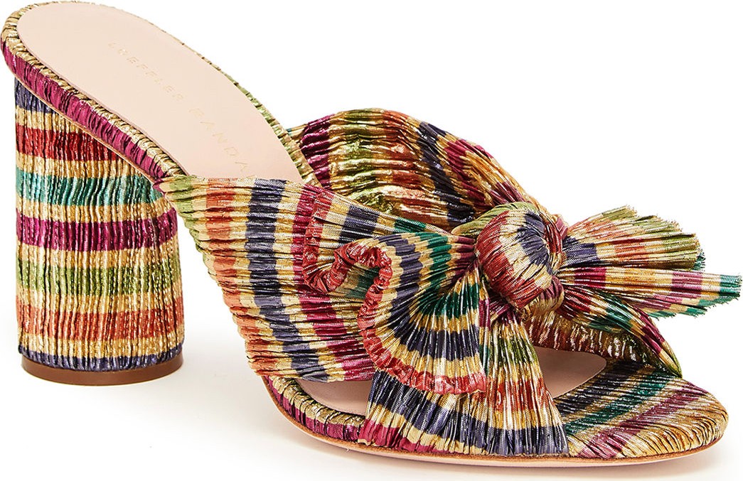 Loeffler Randall Penny Pleated Metallic Slide Sandals