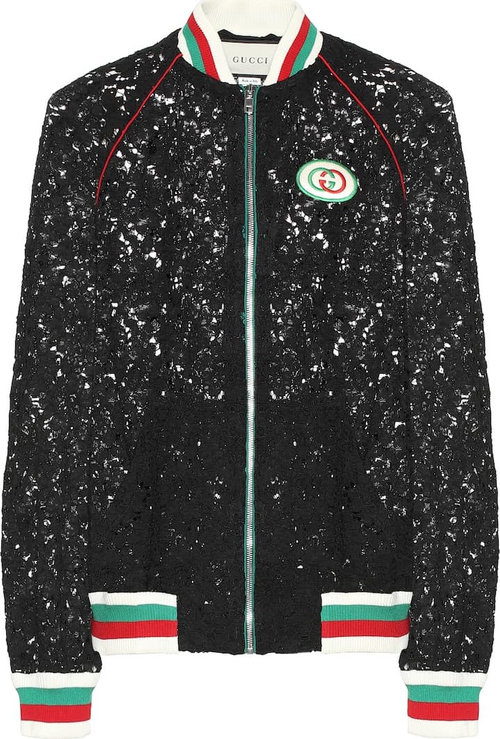 Gucci Floral-lace bomber jacket