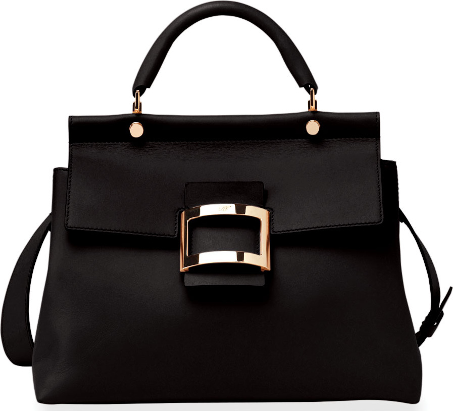 Roger Vivier Viv Cabas Medium Top-Handle Satchel Bag, Black