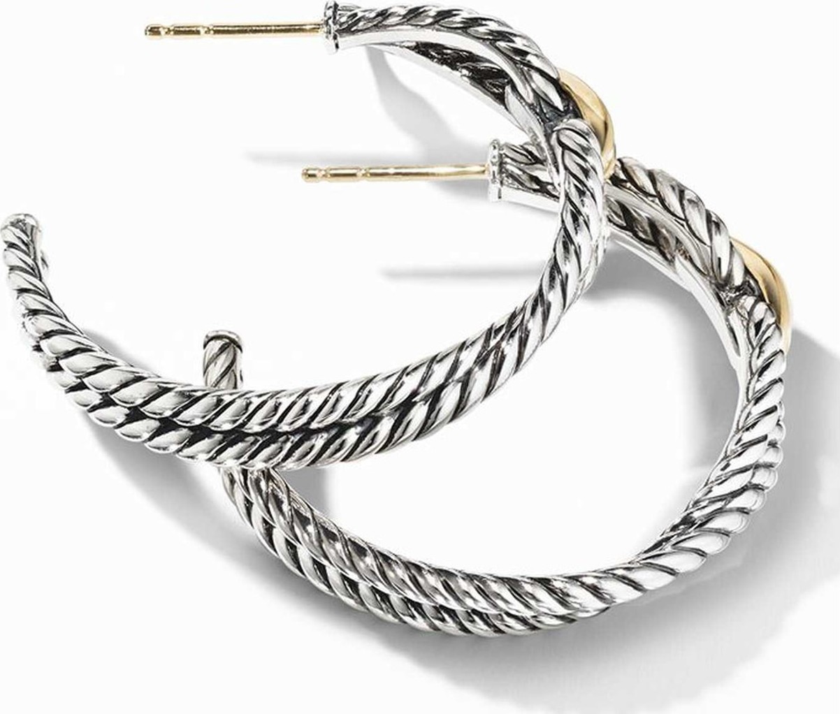 David Yurman Cable Loop Hoop Earrings with 18K Gold