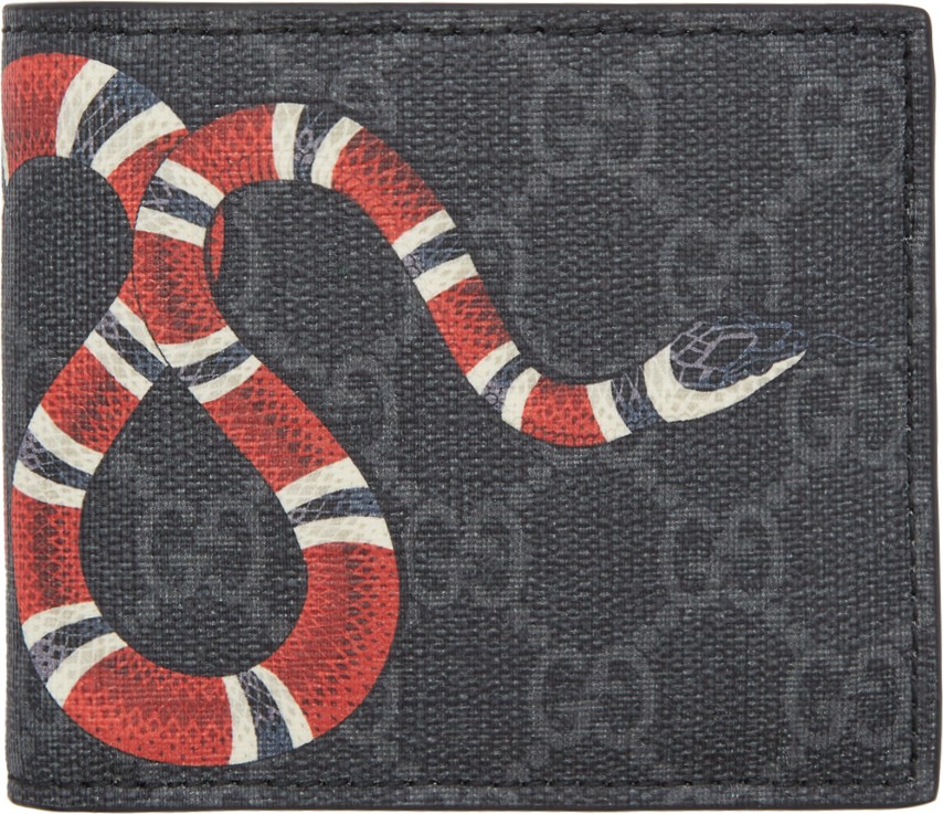 Gucci Black GG Supreme Snake Wallet