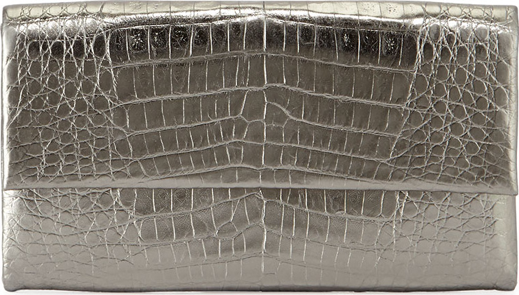 Nancy Gonzalez Simple Crocodile Flap Clutch Bag