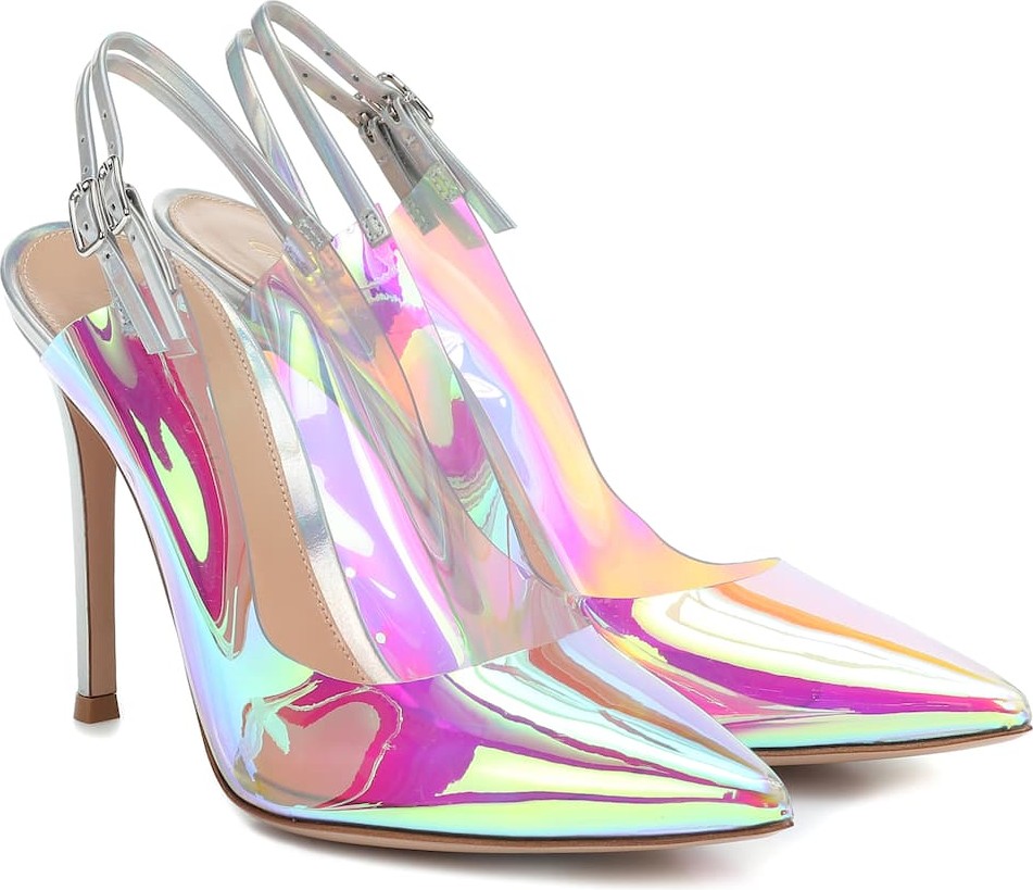 Gianvito Rossi Kyle 105 iridescent PVC slingback pumps