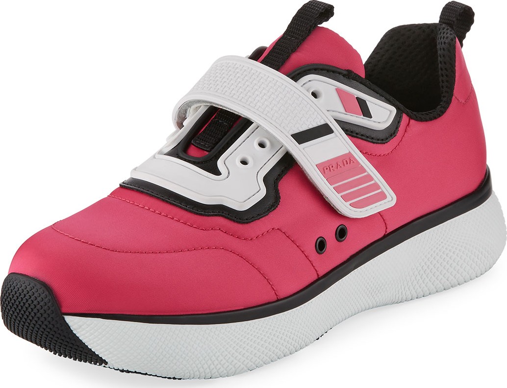 Prada Stretch Mesh Platform Sneakers, Pink