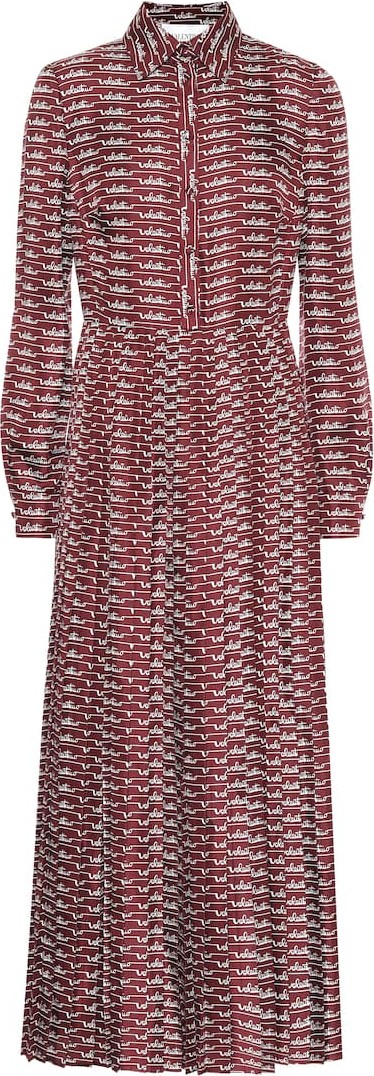 Valentino Logo silk midi shirt dress