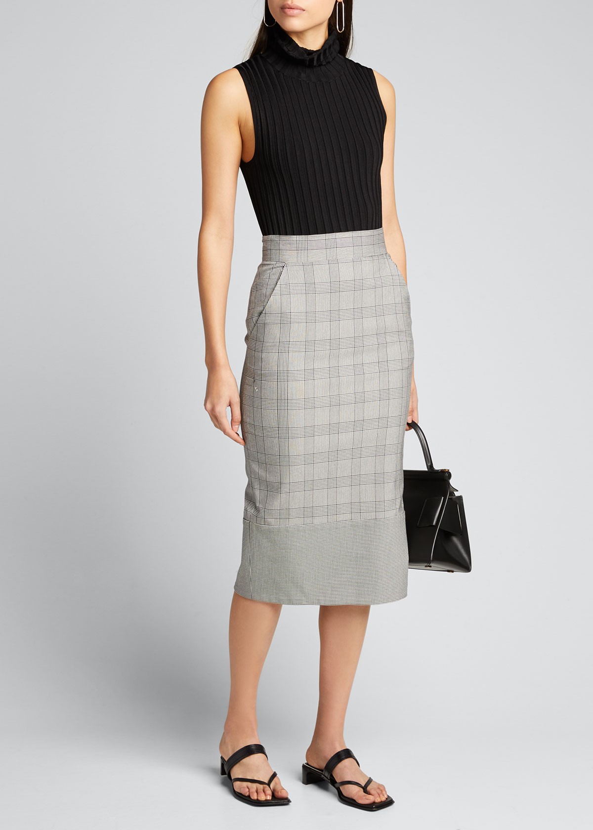 Veronica Beard Twain Check Midi Skirt