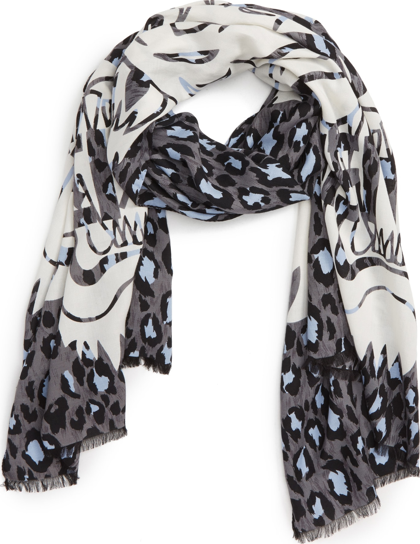 KENZO Leopard Print Tiger Scarf