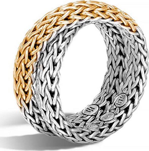 John Hardy 18K & Sterling Silver Crossover Chain Ring, Size 6