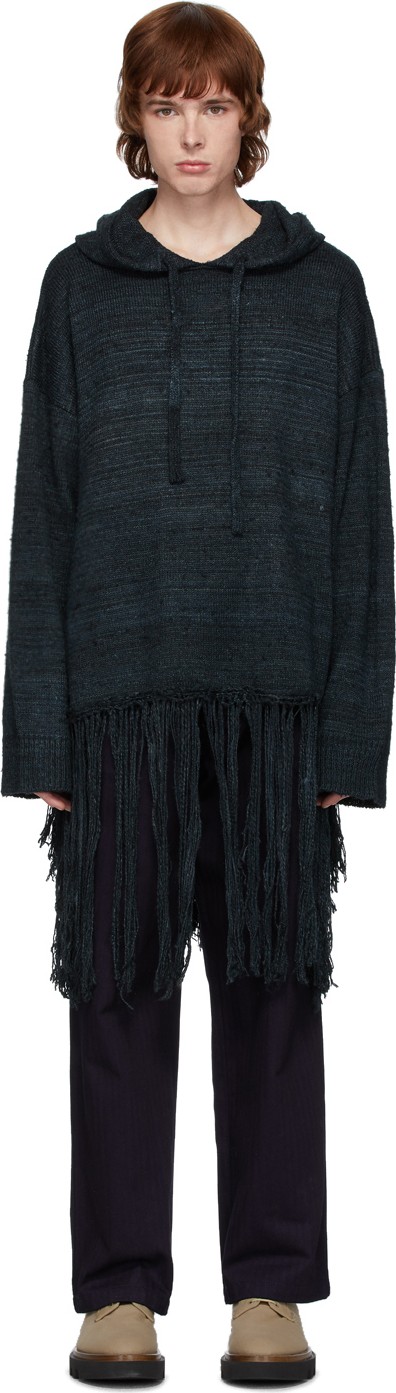 Valentino Black Silk Fringe Hoodie