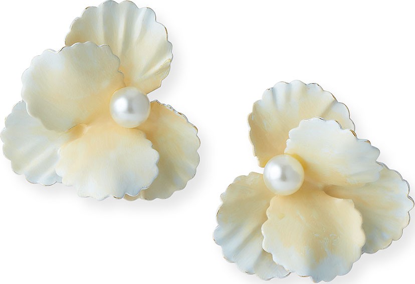 Jennifer Behr Sallie Pearly Flower Stud Earrings