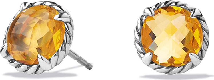 David Yurman Chatelaine Stud Earrings with Citrine